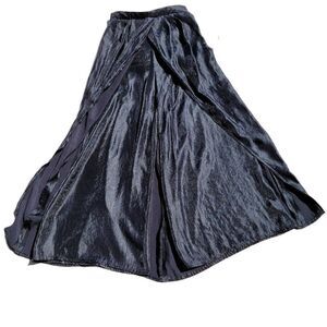 Handmade Skirted‎ Wide Leg Pants 10 Black Metallic Sheen High-rise Caped Gothic